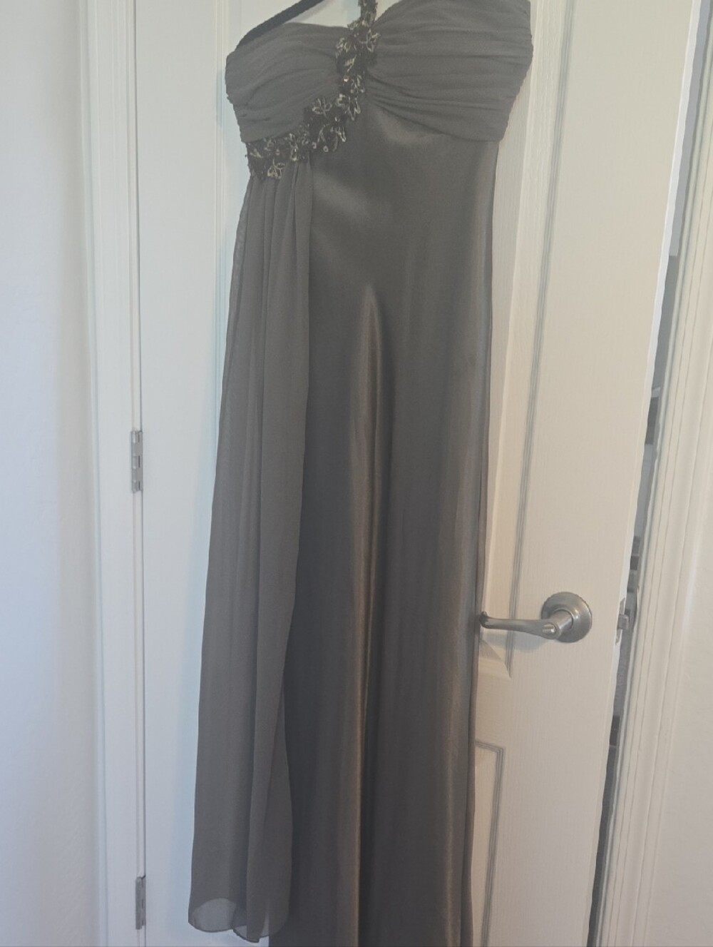 Strapless Evening Gown in Olive Green
